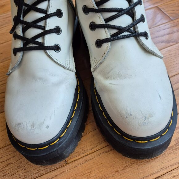 Dr. Martens Jadon Boot Smooth Leather Platforms White W8/M7 Scuffs - Picture 5 of 16